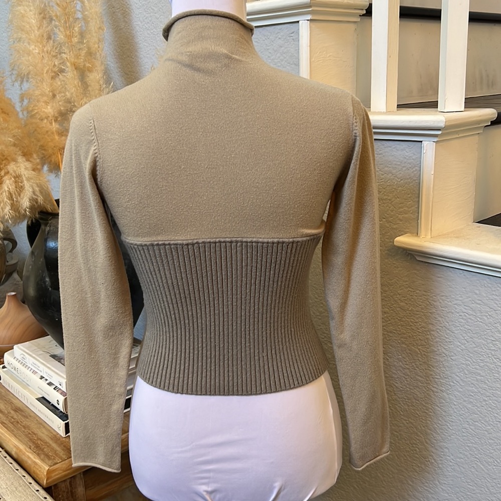 Zara Mock Neck Combination Long Sleeve Sweater - Picture 6 of 9